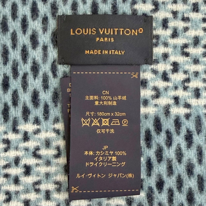 Excellent LOUIS VUITTON Scarf Monogram check scarf Current product Navy M97446