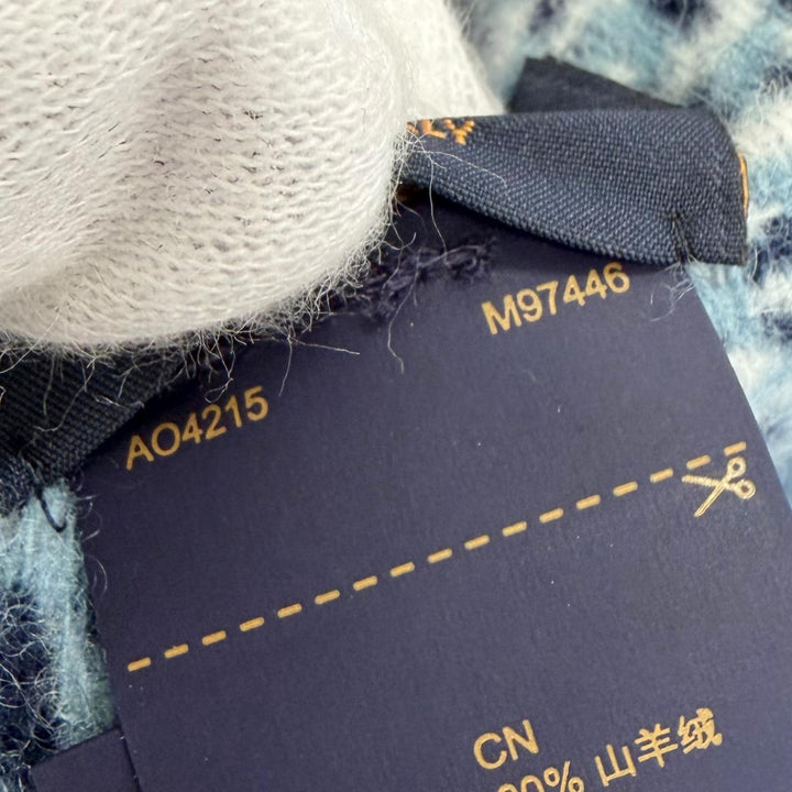Excellent LOUIS VUITTON Scarf Monogram check scarf Current product Navy M97446