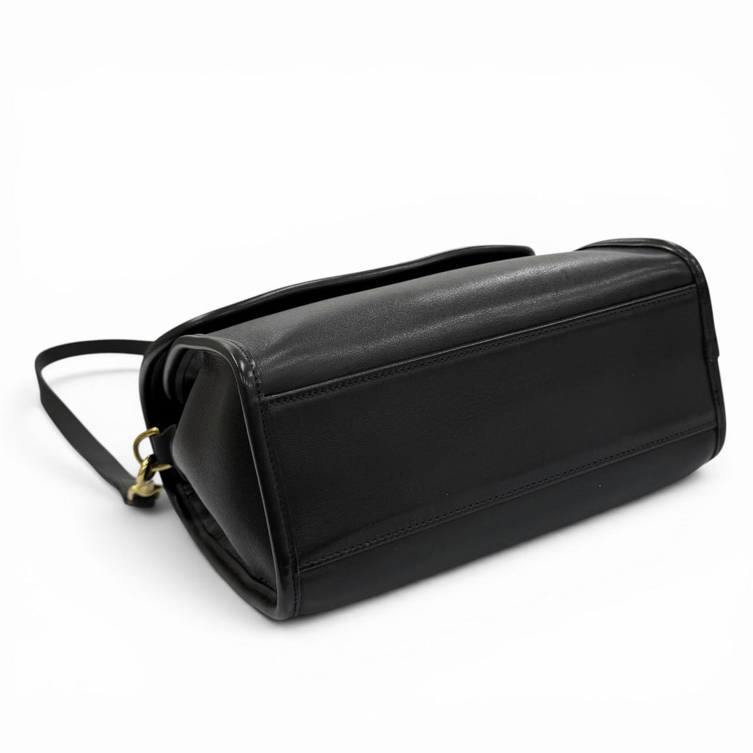Excellent COACH Handbag Vintage Charm Turnlock Glove Leather 2-Way black 9977