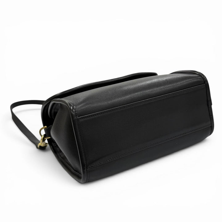 Excellent COACH Handbag Vintage Charm Turnlock Glove Leather 2-Way black 9977