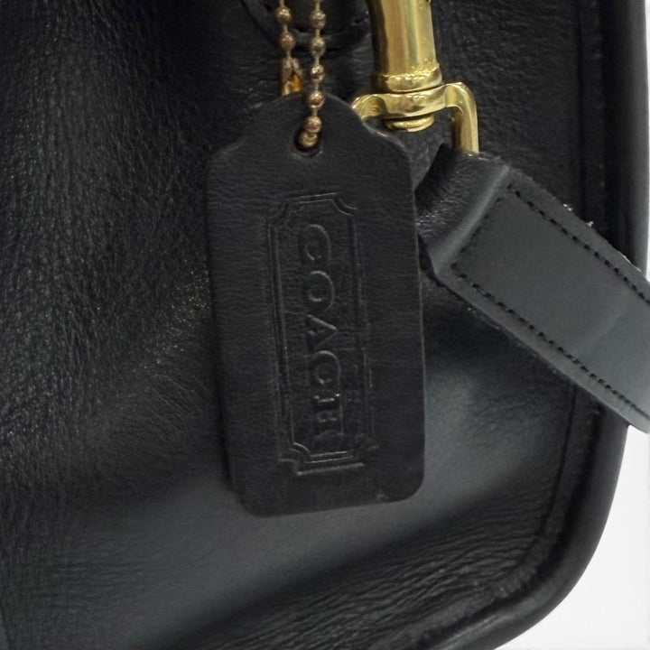 Excellent COACH Handbag Vintage Charm Turnlock Glove Leather 2-Way black 9977