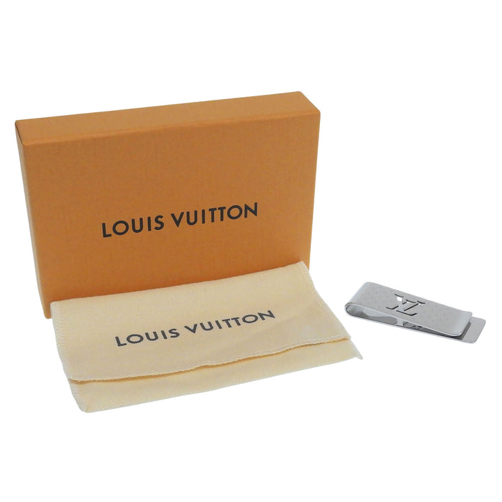 Great LOUIS VUITTON Money clip Bill Clip Champs Elysées Scissors Silver M65041