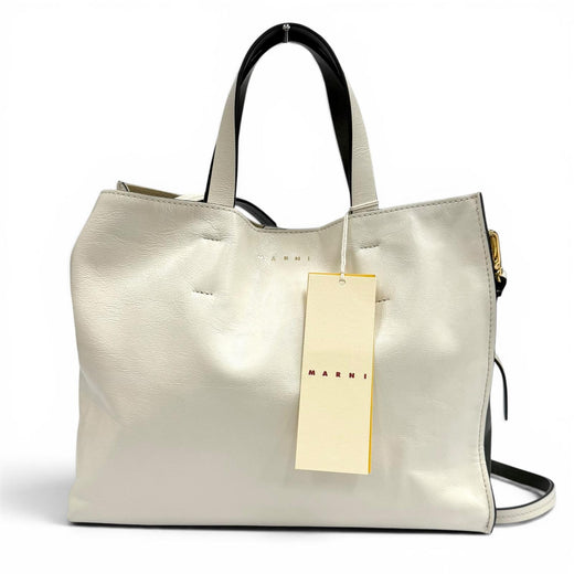 Pristine MARNI Tote Bag Museo Soft Colorblock Leather 2-Way white SHMP0069U5