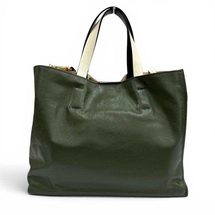 Pristine MARNI Tote Bag Museo Soft Colorblock Leather 2-Way white SHMP0069U5