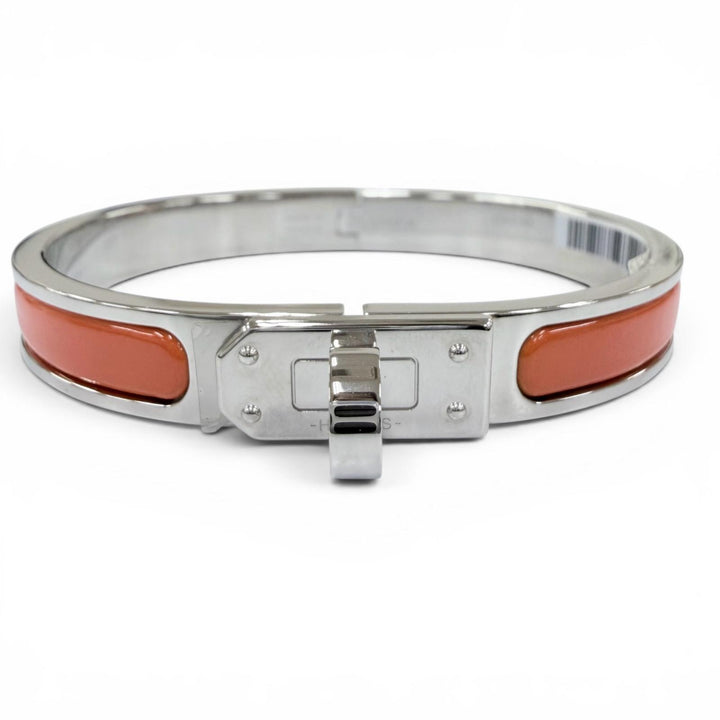 Pristine HERMES Bangle Mini Click Kelly Bracelet Silver Women