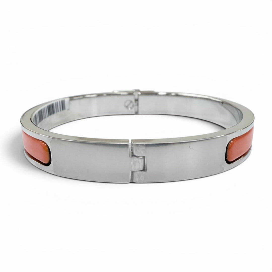 Pristine HERMES Bangle Mini Click Kelly Bracelet Silver Women