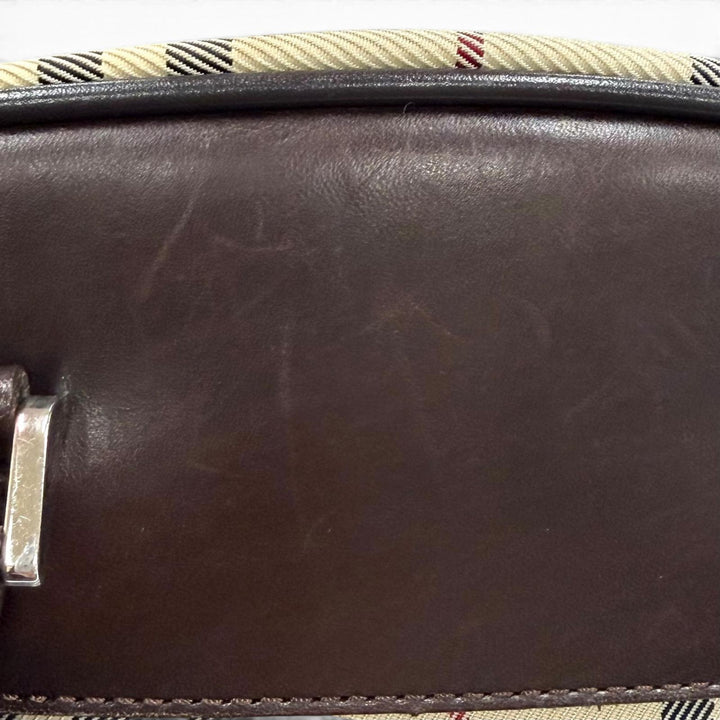 Excellent BURBERRY Handbag Nova Check Leather Duffle Bag with Logo beige leather