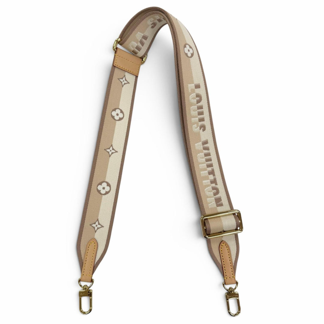 Excellent LOUIS VUITTON Shoulder strap Logo design Leather Beige leather Women