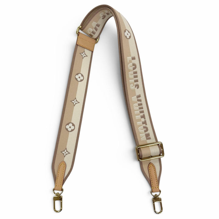 Excellent LOUIS VUITTON Shoulder strap Logo design Leather Beige leather Women