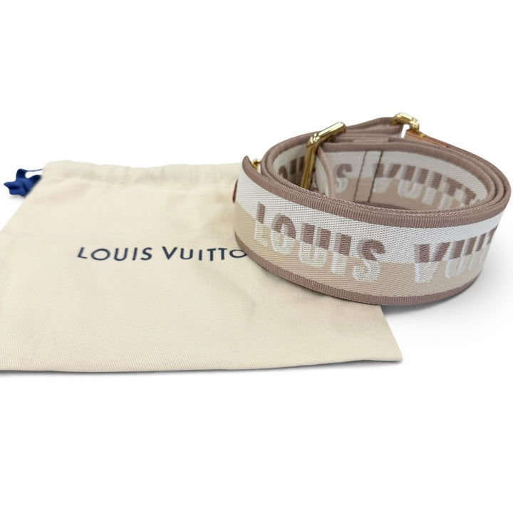 Excellent LOUIS VUITTON Shoulder strap Logo design Leather Beige leather Women