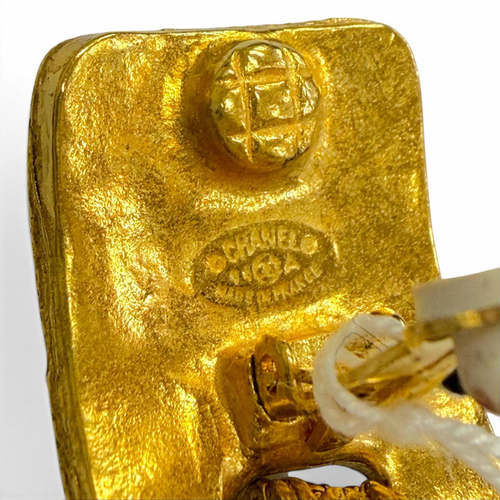 Pristine CHANEL Earring COCO Mark Gripoa Swing gold Women 95A