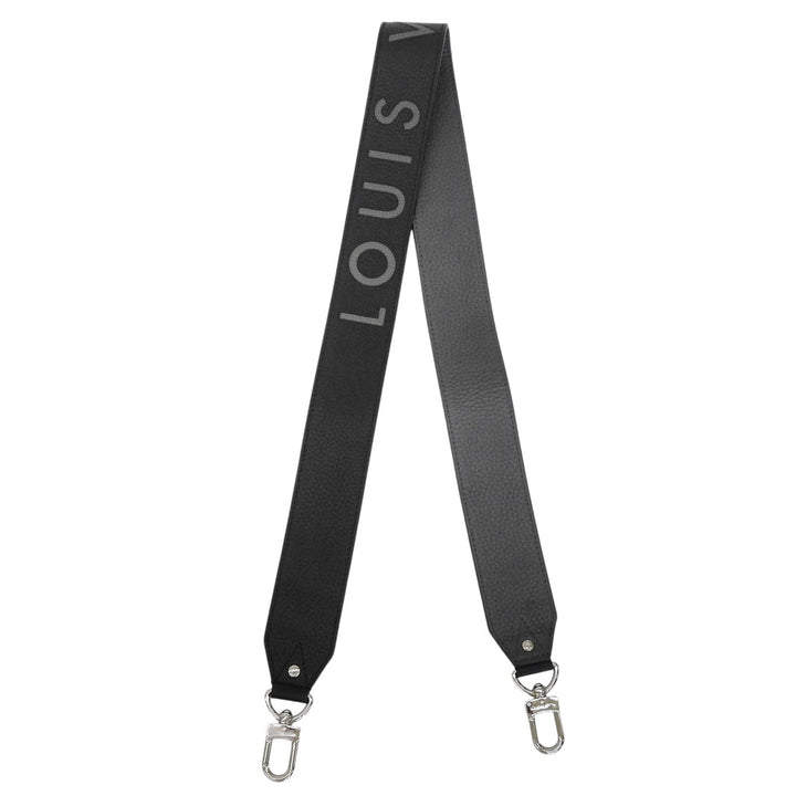 Excellent LOUIS VUITTON Shoulder strap Logo design black leather J02392