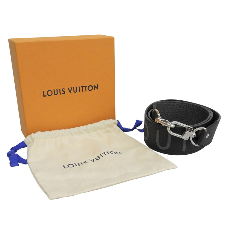 Excellent LOUIS VUITTON Shoulder strap Logo design black leather J02392
