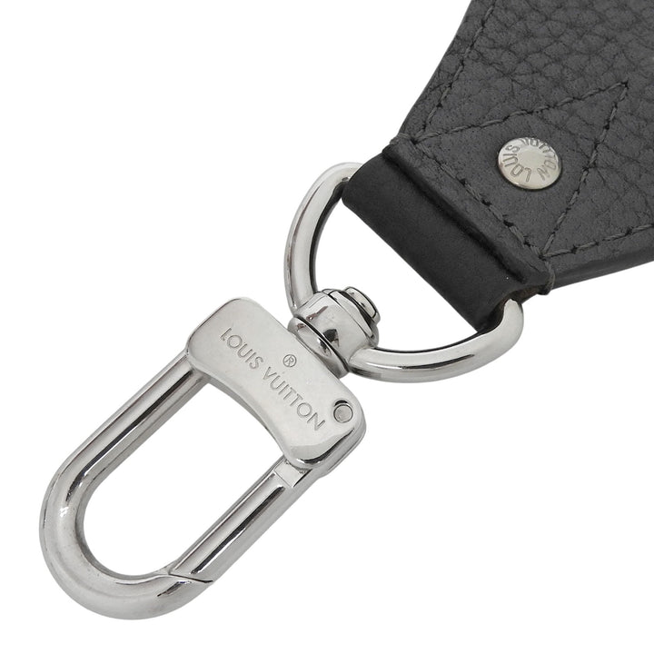 Excellent LOUIS VUITTON Shoulder strap Logo design black leather J02392