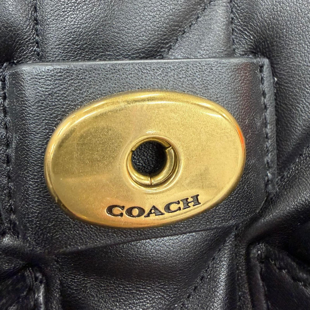 Excellent COACH Backpack Daypack Tabby Quilted leather chain shoulder CU076