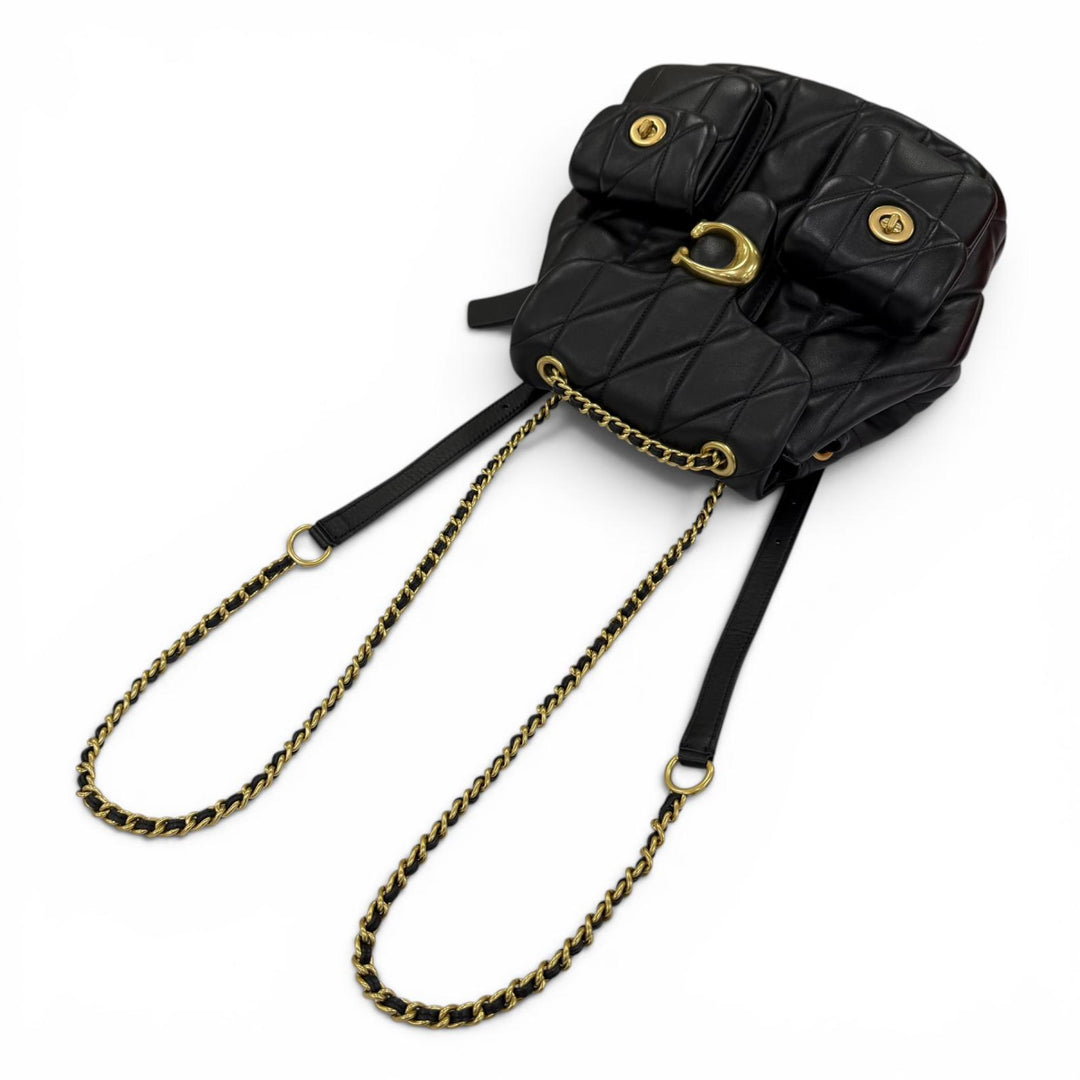 Excellent COACH Backpack Daypack Tabby Quilted leather chain shoulder CU076
