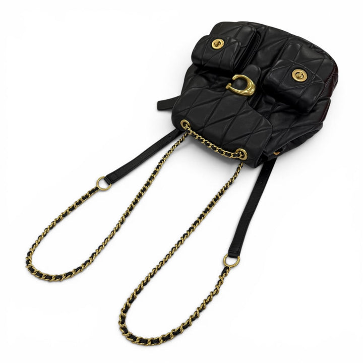 Excellent COACH Backpack Daypack Tabby Quilted leather chain shoulder CU076
