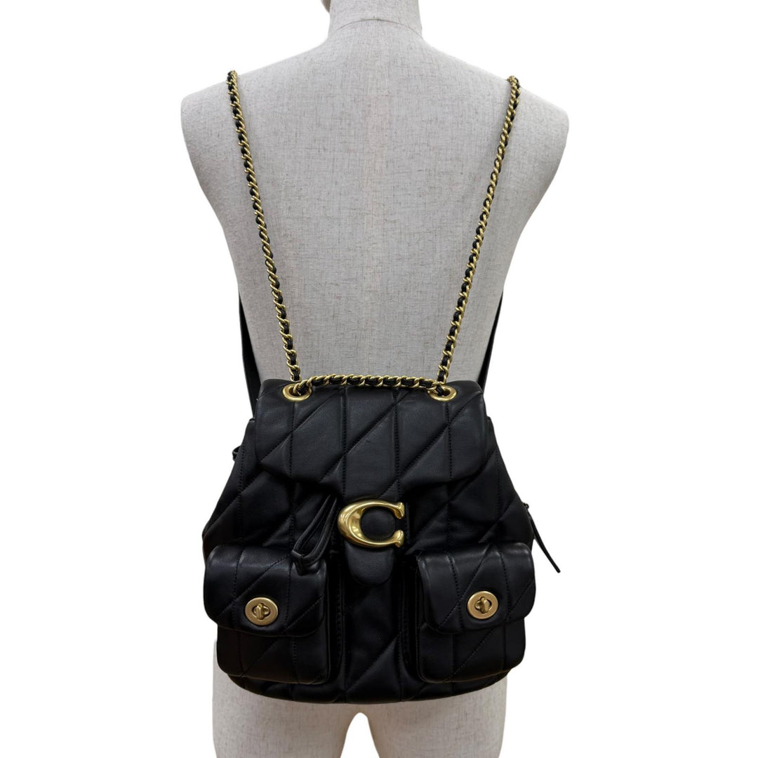 Excellent COACH Backpack Daypack Tabby Quilted leather chain shoulder CU076
