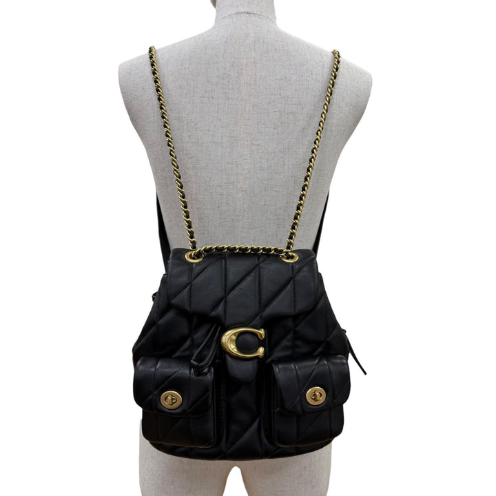 Excellent COACH Backpack Daypack Tabby Quilted leather chain shoulder CU076