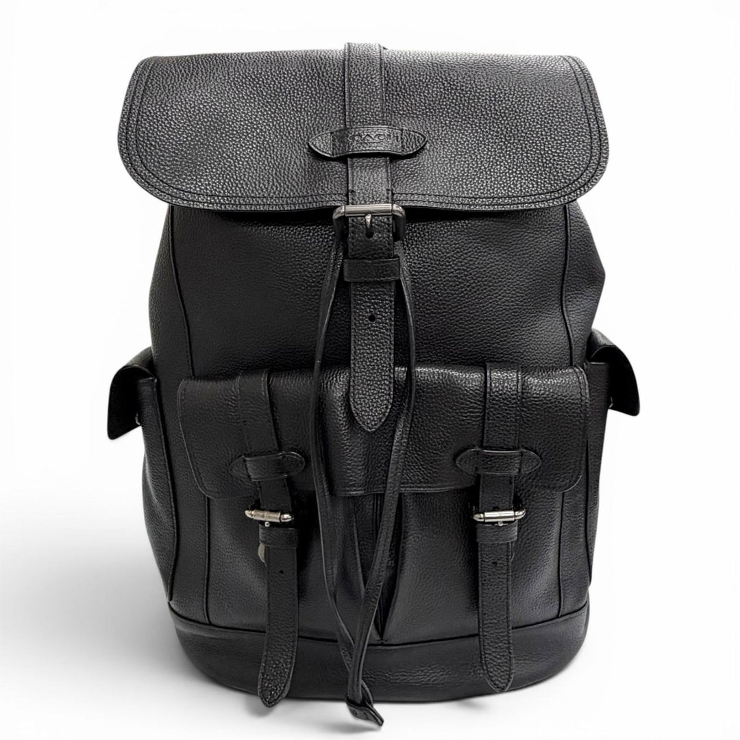 Great COACH Backpack Daypack Hudson Logo leather patch black leather mens F36811