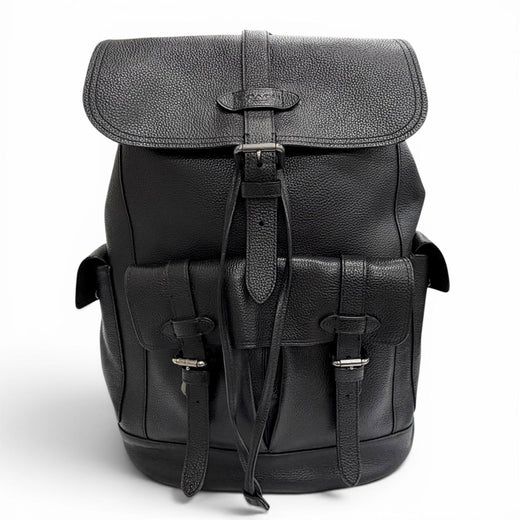 Great COACH Backpack Daypack Hudson Logo leather patch black leather mens F36811