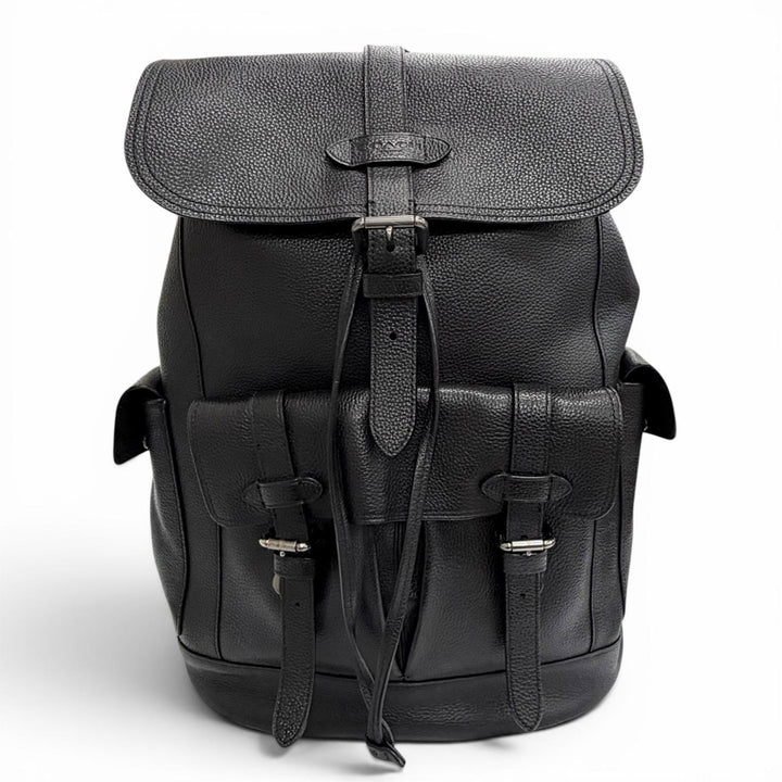 Great COACH Backpack Daypack Hudson Logo leather patch black leather mens F36811
