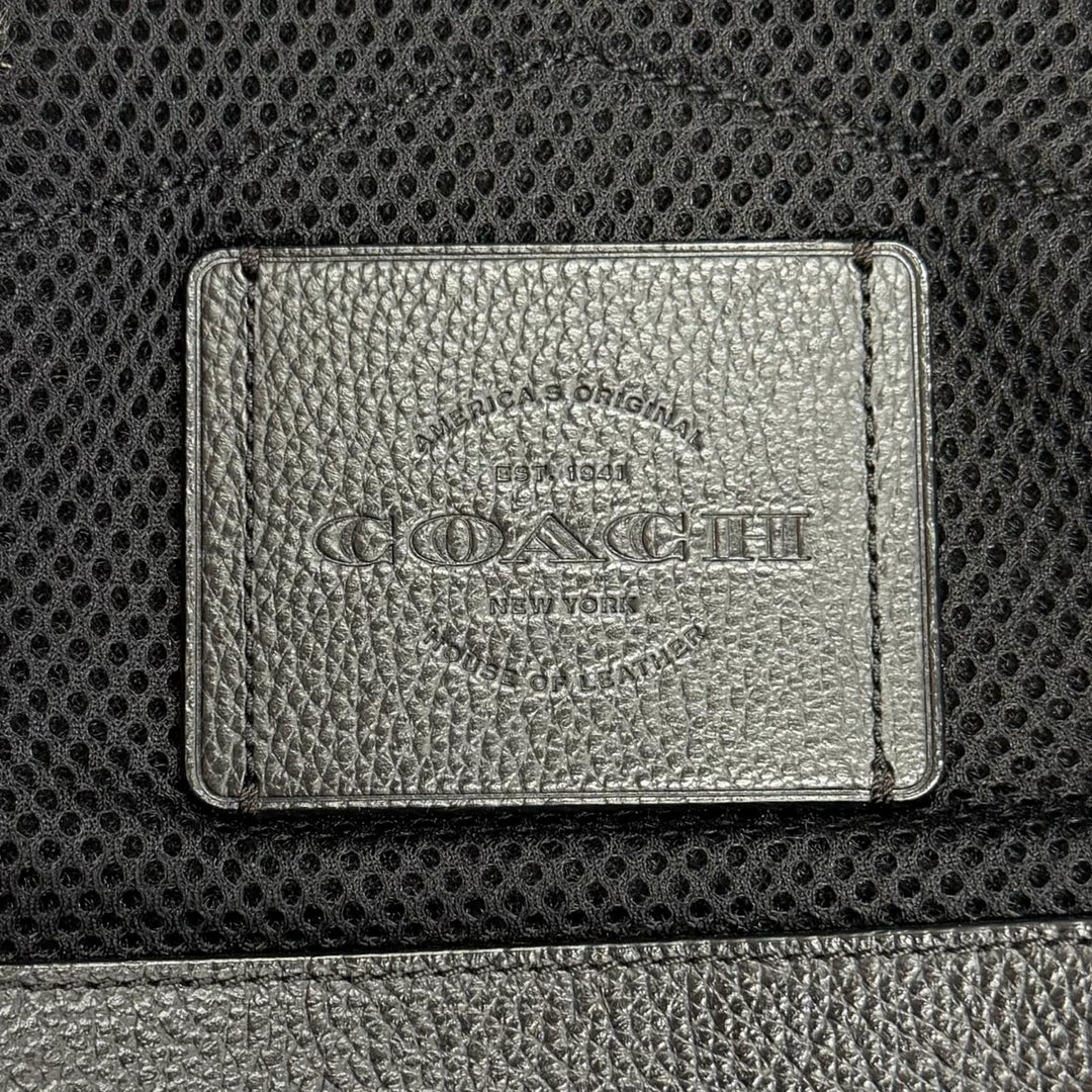 Great COACH Backpack Daypack Hudson Logo leather patch black leather mens F36811