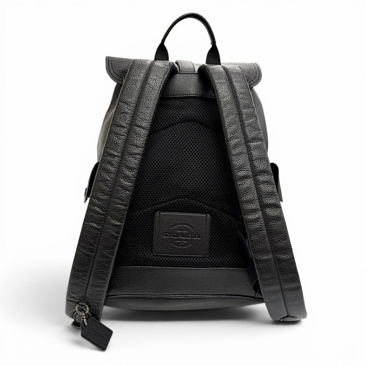 Great COACH Backpack Daypack Hudson Logo leather patch black leather mens F36811
