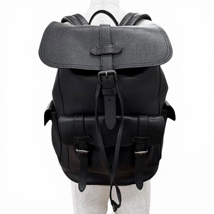 Great COACH Backpack Daypack Hudson Logo leather patch black leather mens F36811