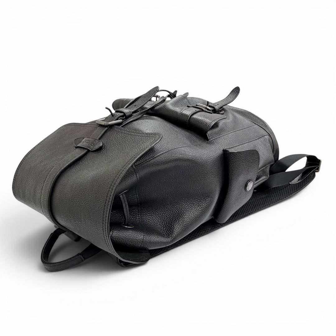 Great COACH Backpack Daypack Hudson Logo leather patch black leather mens F36811