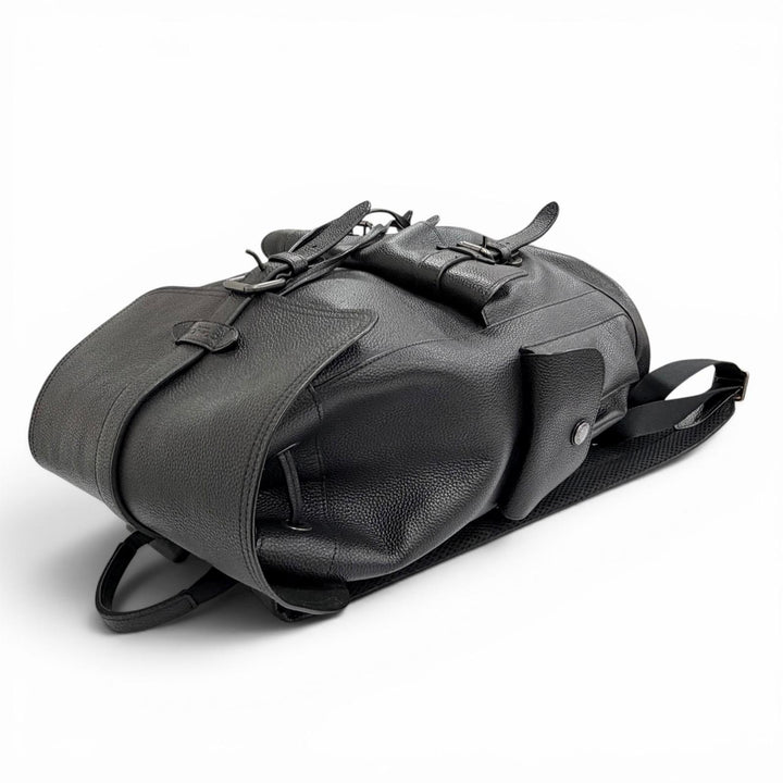 Great COACH Backpack Daypack Hudson Logo leather patch black leather mens F36811
