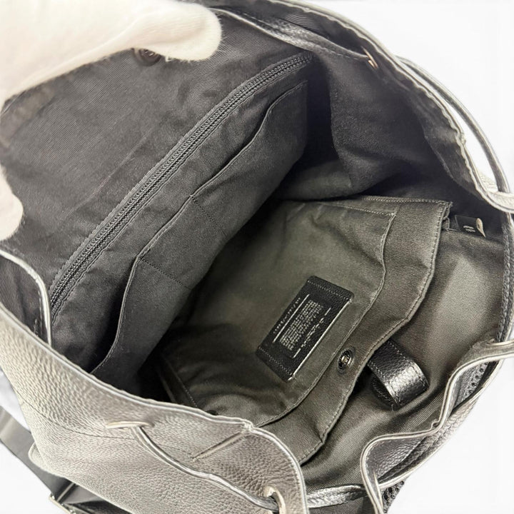 Great COACH Backpack Daypack Hudson Logo leather patch black leather mens F36811