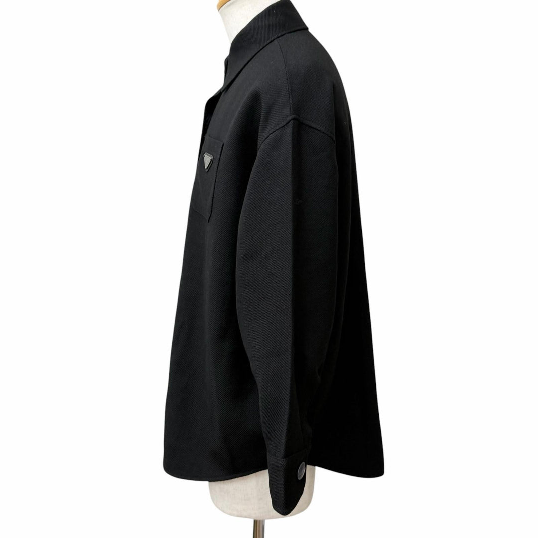 Great PRADA Blouson Triangle logo black Virgin wool mens IT 36