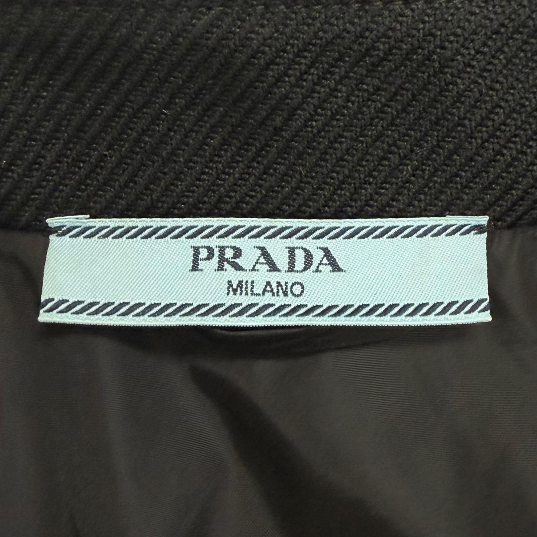 Great PRADA Blouson Triangle logo black Virgin wool mens IT 36