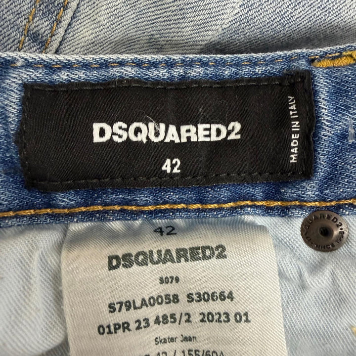 Discounted Great DSQUARED2 Denim pants Distressed finish, ICON logo Indigo blue