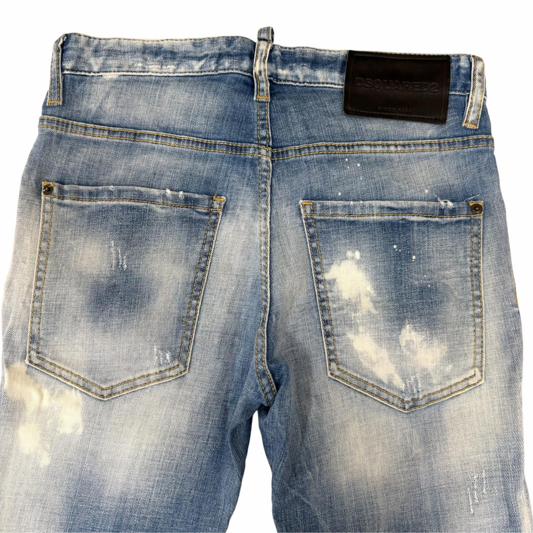 Discounted Great DSQUARED2 Denim pants Distressed finish, ICON logo Indigo blue