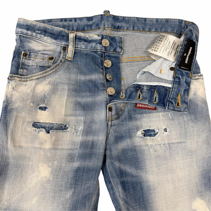 Discounted Great DSQUARED2 Denim pants Distressed finish, ICON logo Indigo blue