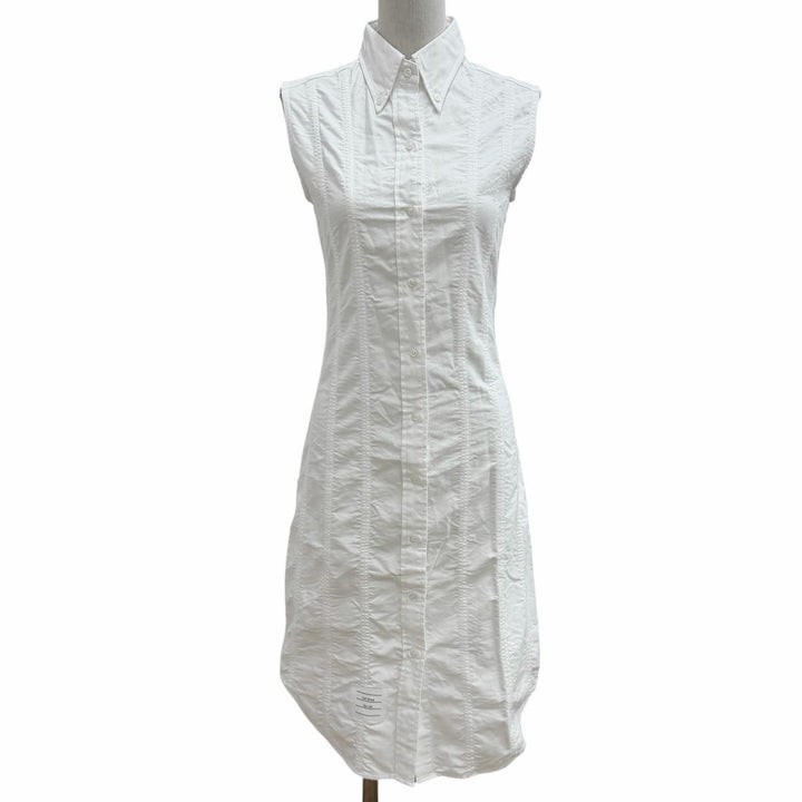 Excellent THOM BROWNE one piece Lace-up sleeveless white cotton Women 38 FDS766A