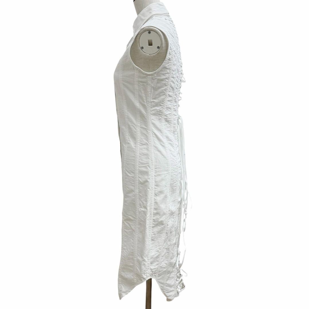 Excellent THOM BROWNE one piece Lace-up sleeveless white cotton Women 38 FDS766A