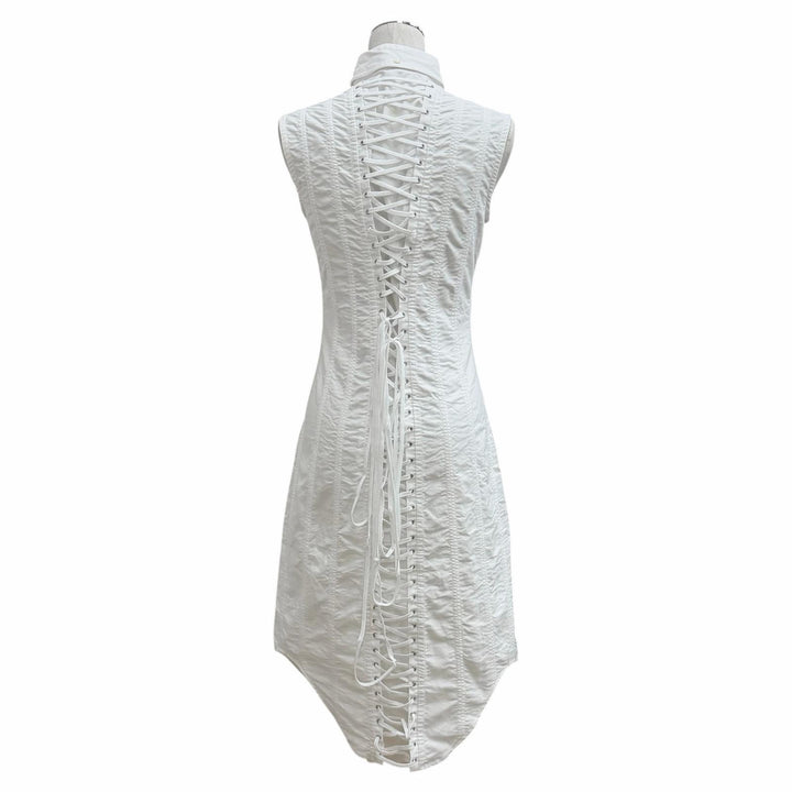 Excellent THOM BROWNE one piece Lace-up sleeveless white cotton Women 38 FDS766A