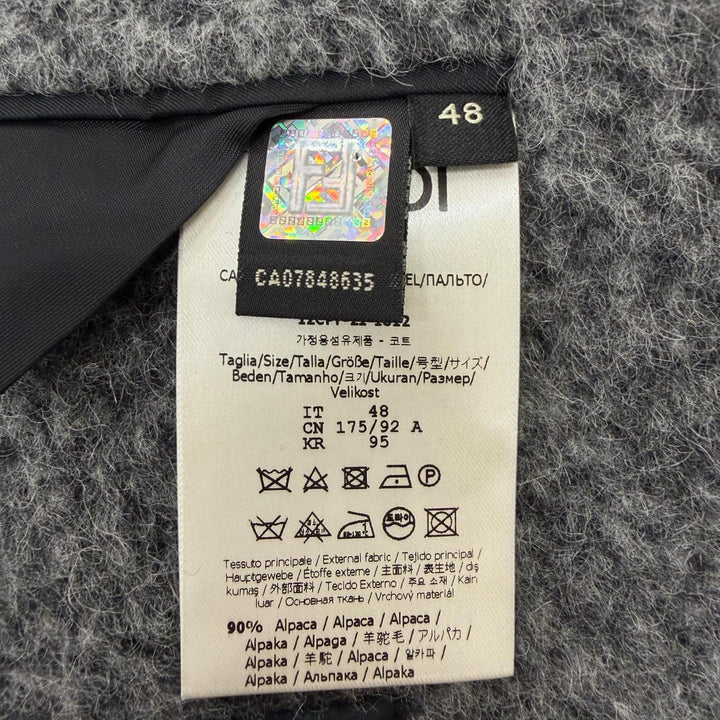 Excellent FENDI Chester coat Double breasted gray alpaca mens 48 FF0621