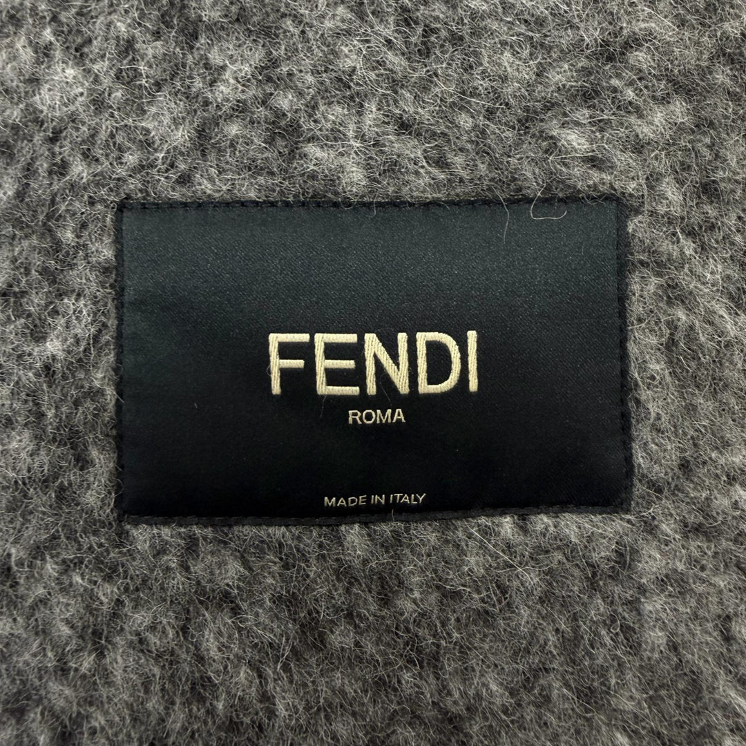 Excellent FENDI Chester coat Double breasted gray alpaca mens 48 FF0621