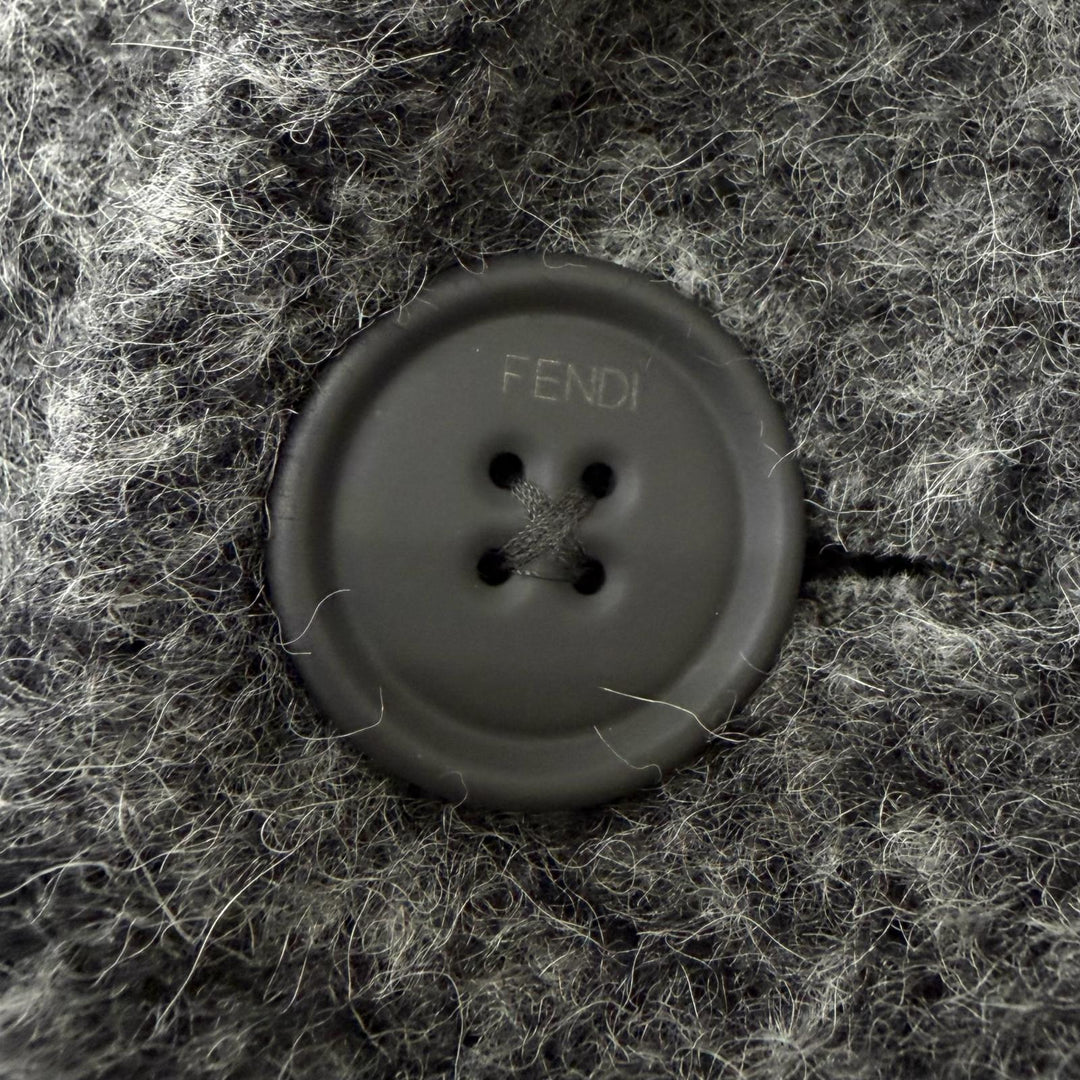Excellent FENDI Chester coat Double breasted gray alpaca mens 48 FF0621