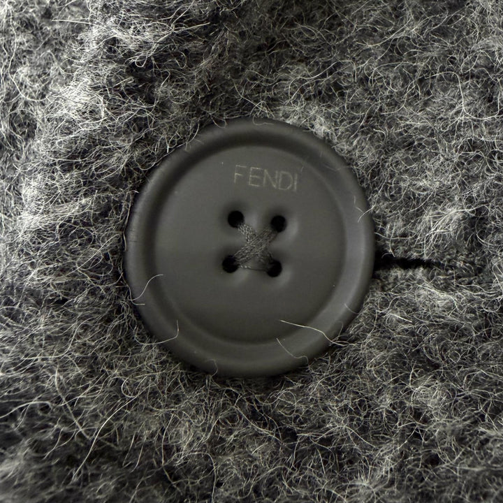 Excellent FENDI Chester coat Double breasted gray alpaca mens 48 FF0621