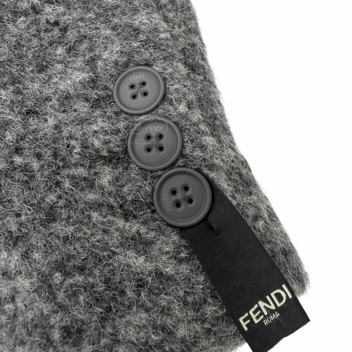 Excellent FENDI Chester coat Double breasted gray alpaca mens 48 FF0621