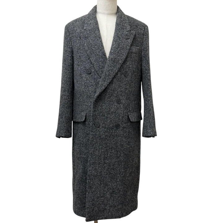 Excellent FENDI Chester coat Double breasted gray alpaca mens 48 FF0621