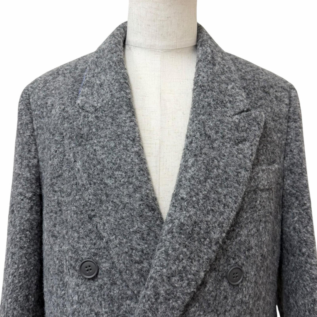 Excellent FENDI Chester coat Double breasted gray alpaca mens 48 FF0621
