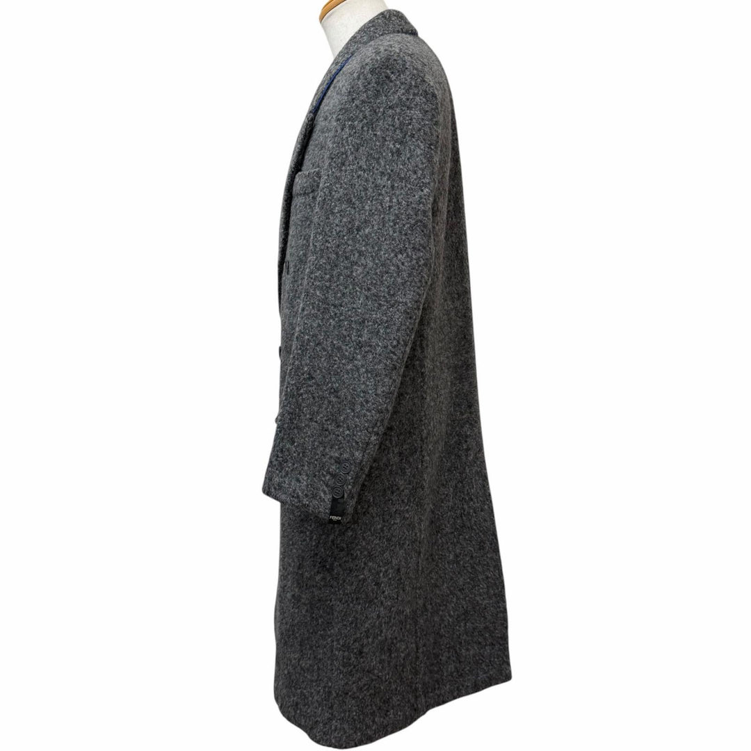 Excellent FENDI Chester coat Double breasted gray alpaca mens 48 FF0621