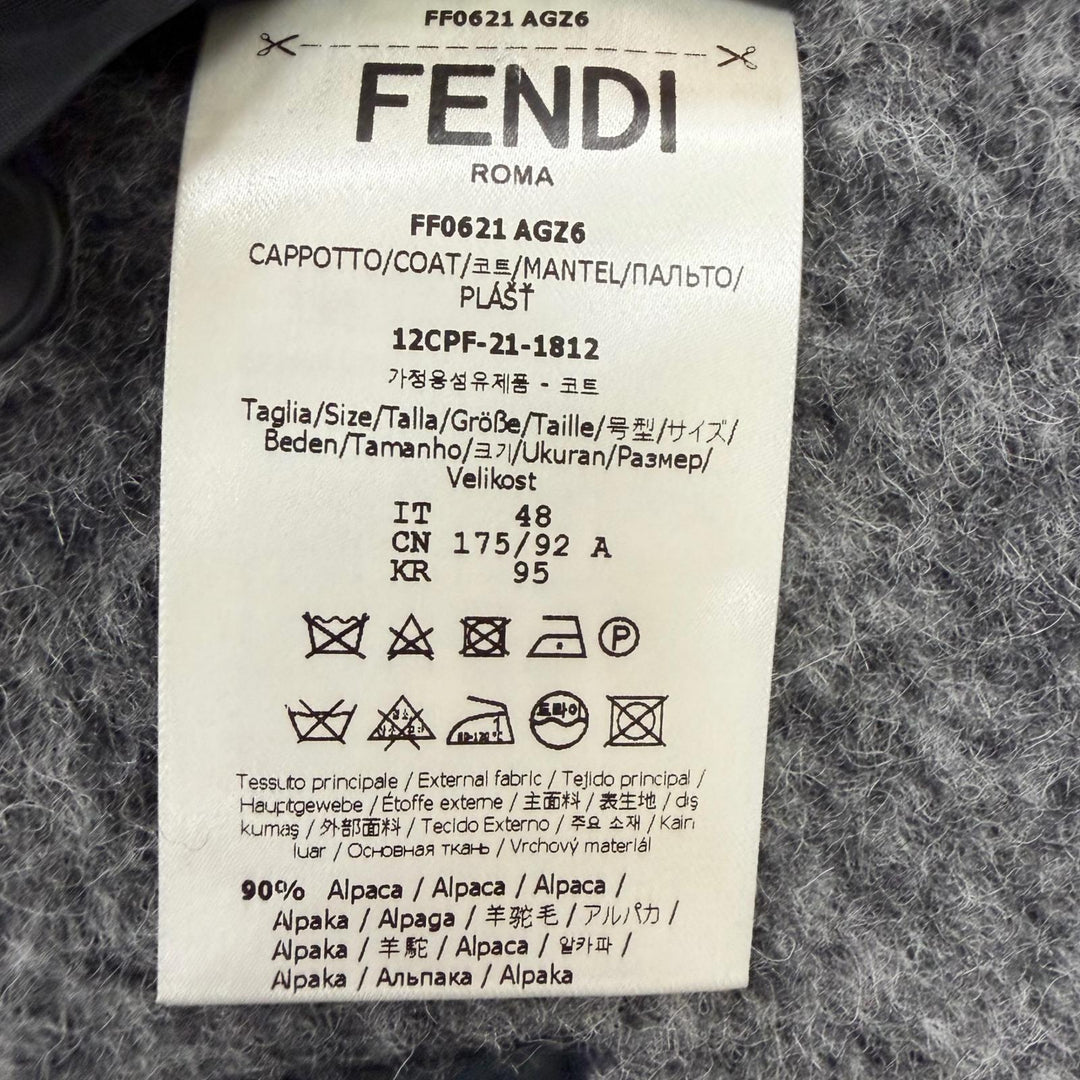 Excellent FENDI Chester coat Double breasted gray alpaca mens 48 FF0621