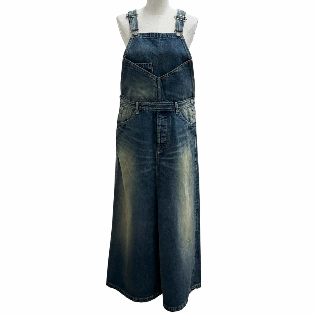 Excellent mina perhonen one piece always denim Indigo blue cotton 38 dn5301